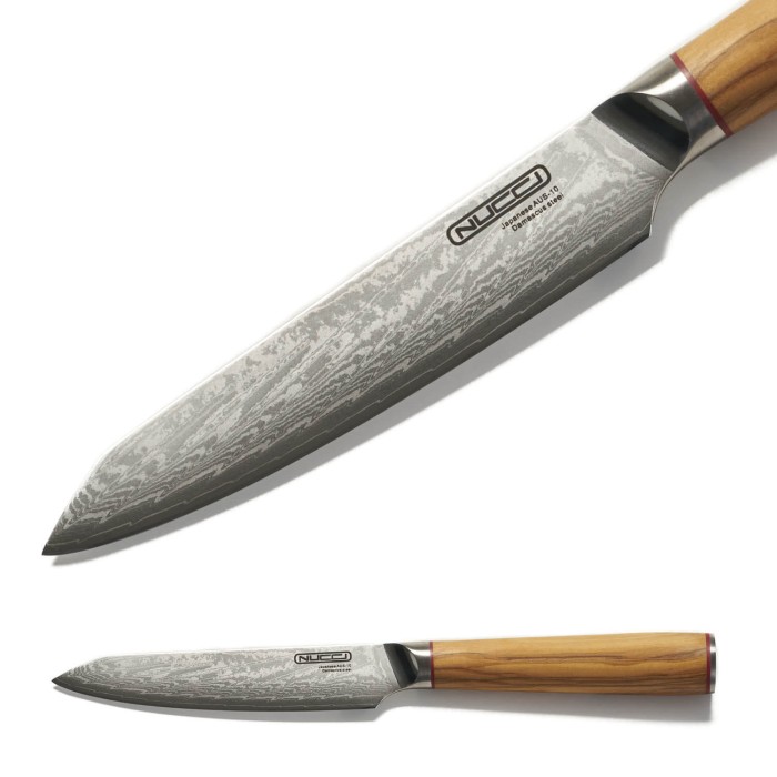 Couteau multi-usages 12 cm Acier japonais Damas manche Olive AUS-10