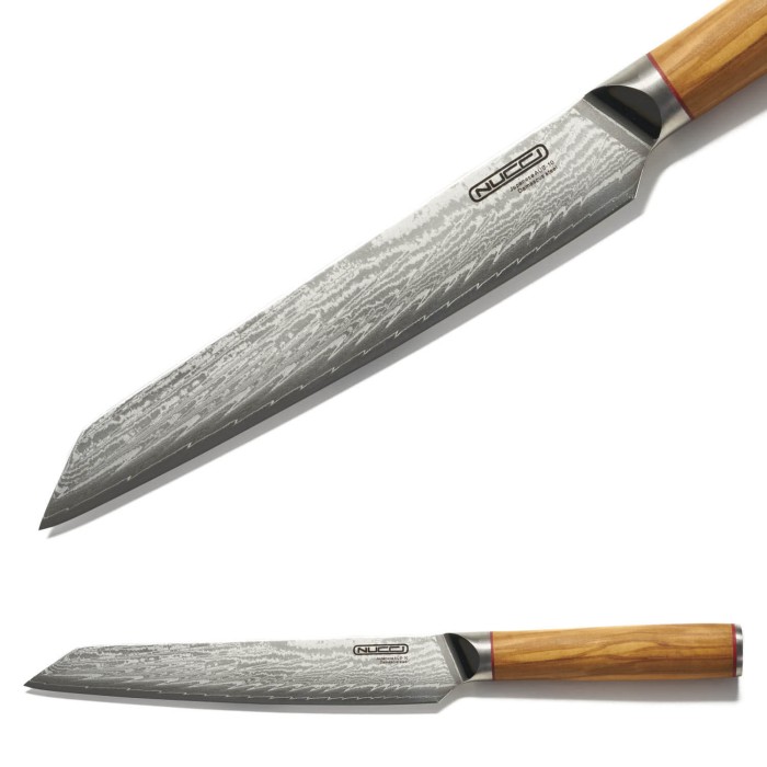 Roast Knife 20 cm Damask Japanese Steel AUS-10 Olive handle