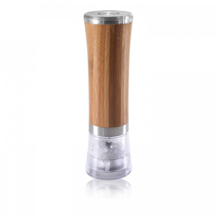 Molinillo eléctrico de sal o pimienta de madera de bambú con molinillo de cerámica